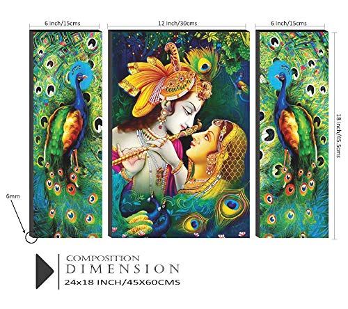 NOBILITY Radha Krishna MDF Self Adhesive Wall Art Digital Reprint Painting Statue Idol Pooja Decoration for Home Living Room Office Diwali Weeding Return Gift Items