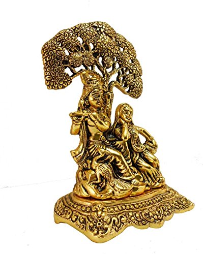 NOBILITY Diwali Gift Radha Krishna Idol Statue Metal Gold Plated Hindu Religious Radha Krishan Showpiece Figurine for Janmashtami Home Temple Pooja Decor Wedding Gift