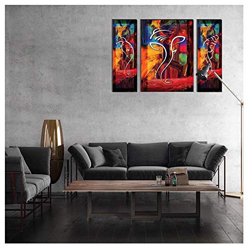 NOBILITY Diwali Gift Ganesha MDF Painting Self Adhesive Ganesh Wall Art Decor Statue Idol Decoration for Home, Living Room, Office, Weeding Gift