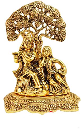 NOBILITY Diwali Gift Radha Krishna Idol Statue Metal Gold Plated Hindu Religious Radha Krishan Showpiece Figurine for Janmashtami Home Temple Pooja Decor Wedding Gift