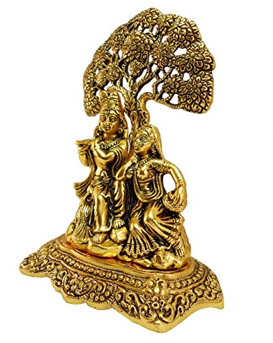 NOBILITY Diwali Gift Radha Krishna Idol Statue Metal Gold Plated Hindu Religious Radha Krishan Showpiece Figurine for Janmashtami Home Temple Pooja Decor Wedding Gift