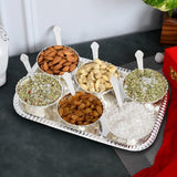 NOBILITY Bowl Spoon Tray Set Silver Plated Dry Fruits Dessert Serving Friends Family Housewarming Home Decoration Corporate Wedding Return Gifts Diwali Eid Christmas Gift items