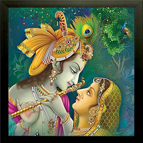 NOBILITY Radha Krishna Framed Painting UV Textured Wall Art Decor Statue Idol Decoration for Home Living Room Office Wedding Return Diwali Gift Items for Friends Family