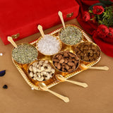 NOBILITY Bowl Spoon Tray Set Gold Silver Plated Dry Fruits Dessert Serving Friends Family Housewarming Home Decoration Corporate Wedding Return Gifts Diwali Eid Christmas Gift items