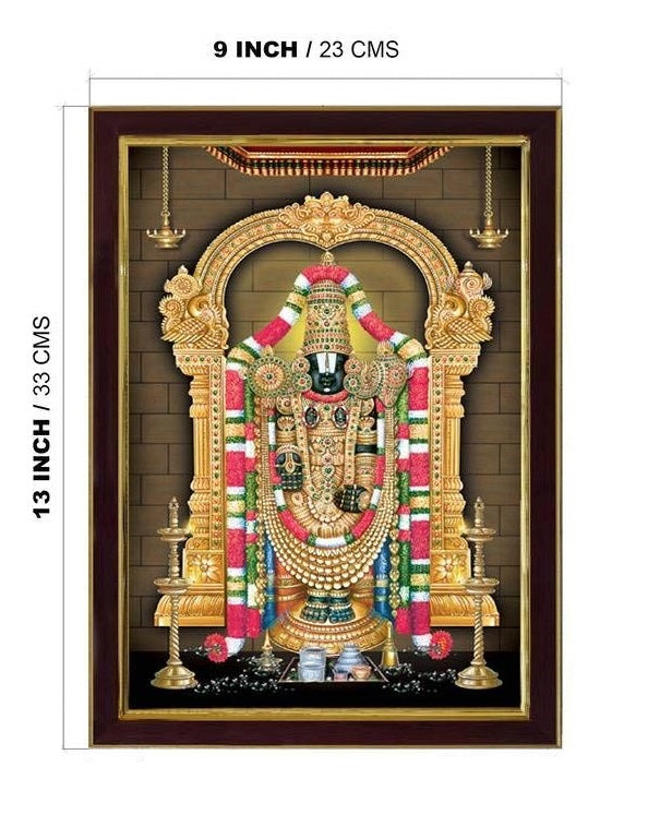 NOBILITY Lord Tirupati Balaji Sparkle Coated Digital Reprint Painting Wall Art Decor Statue Idol for Home Decoration Living Room Office