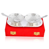 NOBILITY Bowl Spoon Tray Set Silver Plated Dry Fruits Dessert Serving Set Diwali Christmas Eid Wedding Return Gifts Friends Family Home Decorative Housewarming Corporate Gift tems