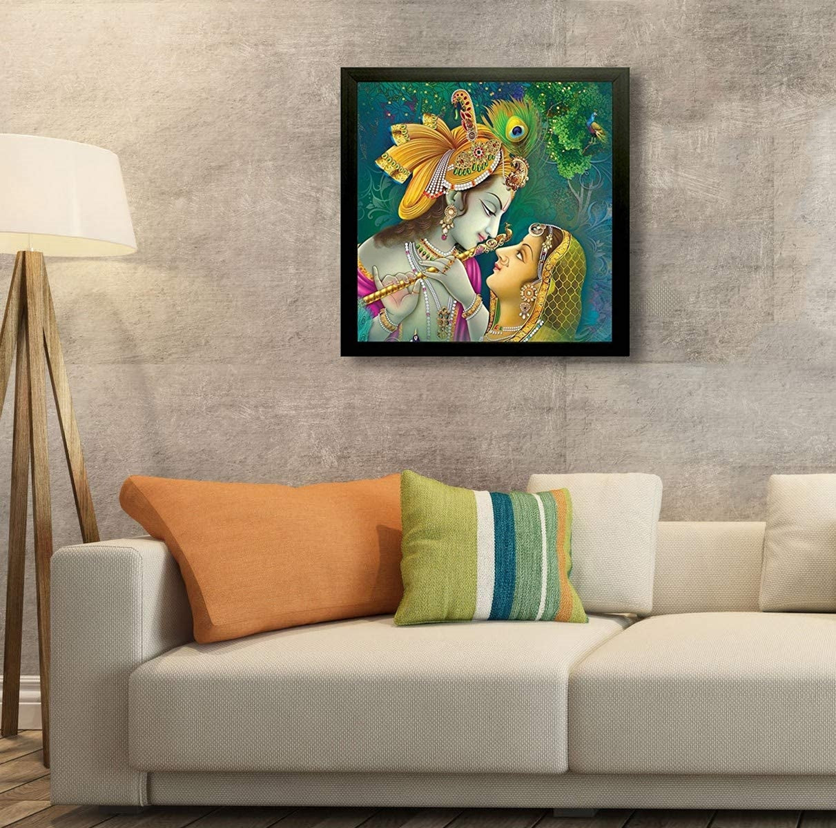 NOBILITY Radha Krishna Framed Painting UV Textured Wall Art Decor Statue Idol Decoration for Home Living Room Office Wedding Return Diwali Gift Items for Friends Family