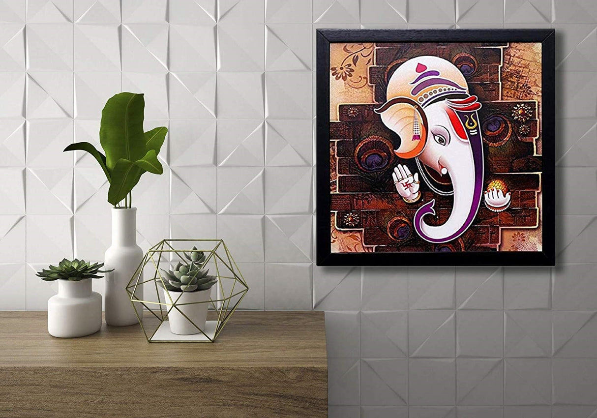 NOBILITY Ganesha Framed Painting Ganesh Wall Art Decor Statue Idol Decoration for Home, Living Room, Office, Gift for friends or family