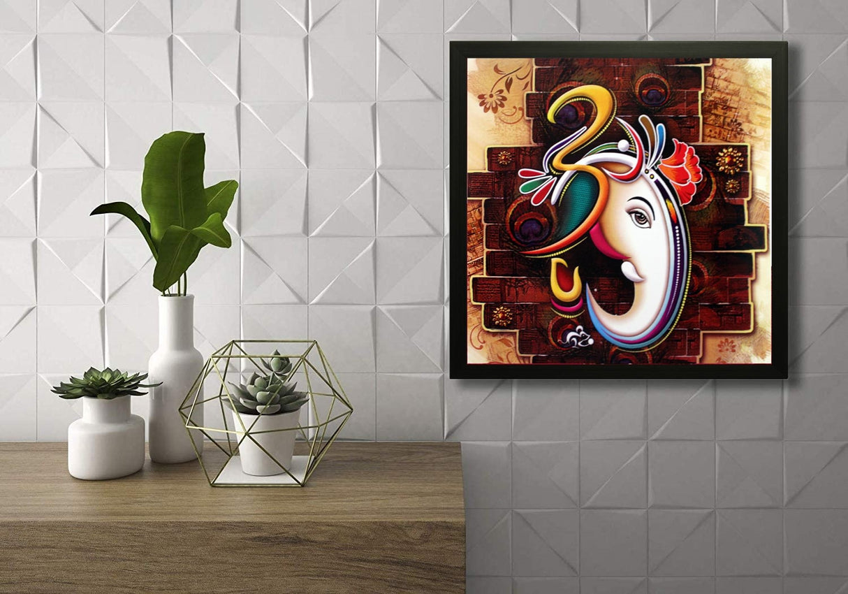 NOBILITY Ganesha Framed Painting Ganesh Wall Art Decor Statue Idol for Home Decoration Living Room Office Wedding Return Diwali Gift Items for Friends