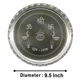 Bengalen Silver Plated Pooja thali Set 9.5 Inch with Plate Kalash Palli Diya Kumkum Holder Bowl Dhup Dan Coin Ghanti Puja Thali for Diwali Home Mandir Office Wedding Return Gift Items