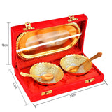 NOBILITY Bowl Spoon Tray Set Gold and Silver Plated Dry Fruits Dessert Serving Set Diwali Christmas Eid Wedding Return Gifts Friends Family Home Decorative Housewarming Corporate Gift tems