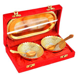 NOBILITY Bowl Spoon Tray Set Gold and Silver Plated Dry Fruits Dessert Serving Set Diwali Christmas Eid Wedding Return Gifts Friends Family Home Decorative Housewarming Corporate Gift tems