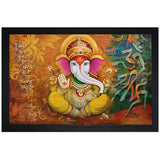 NOBILITY Ganesha Framed Painting Ganesh Wall Art Decor Statue Idol Decoration for Home, Living Room, Office, Diwali Gift for friends or family