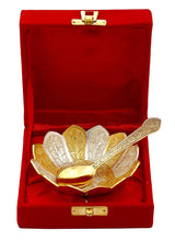 NOBILITY Bowl Spoon Set Gold & Silver Plated Dessert Dry Fruits Serving Sets for Wedding Return Gift Items Diwali Home Decorative Gifts for Friends Relative