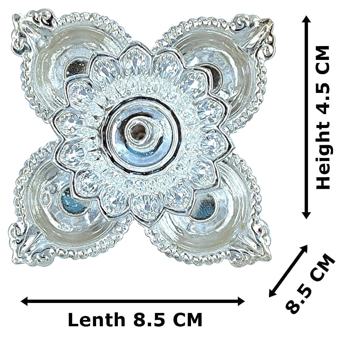 German Silver Diya Oil Lamp with Red Velvet Box Silver Plated Panchmukhi Dia Pooja Items Home Decoration Puja Gifts Handmade Diwali Gift