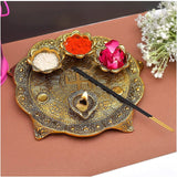 NOBILITY Pooja thali Set for Festival Ethnic Metal Puja Thali Gift for Diwali Home Temple Office Wedding Return Diwali Gift Items