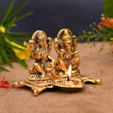 NOBILITY Ganesha Lakshmi Statue Idol Showpiece with Diya for Diwali, Home, Temple, Office, Mandir, Temple Gift Items