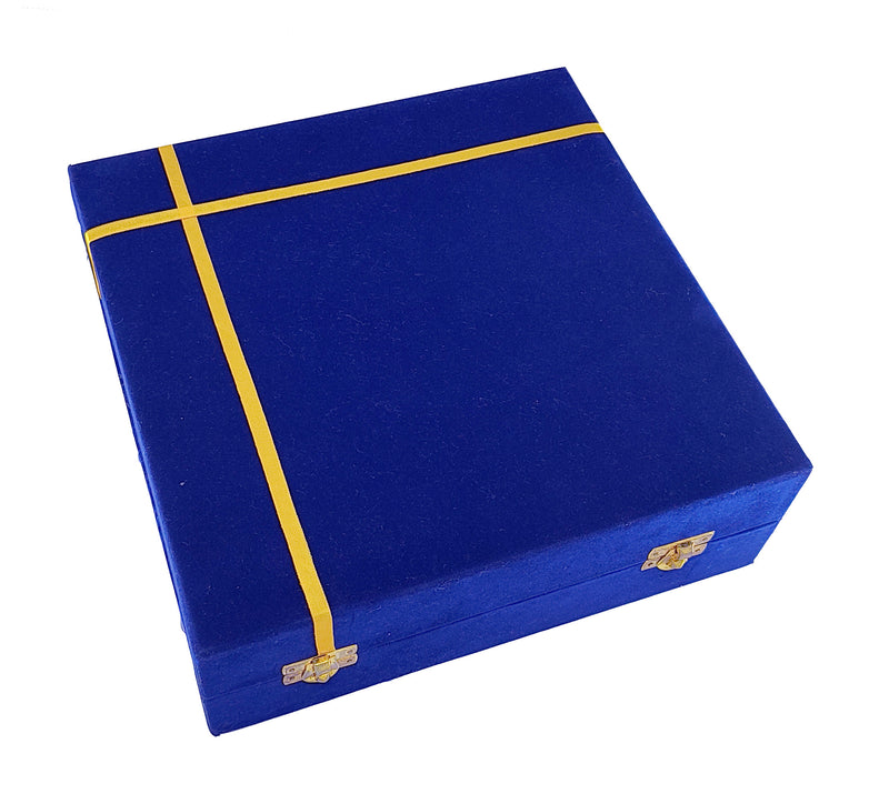 NOBILITY Pooja Thali Set Gold & Silver Plated with Blue Gift Box