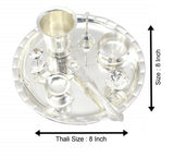 Bengalen Silver Plated Pooja Thali Set 8 Inch Festival Ethnic Puja Thali Gift for Diwali Home Temple Office Wedding Return Gift ItemS