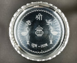 NOBILITY Silver Plated Subh Labh Pooja Thali Set 8 Inch for Mandir Temple Festival Ethnic Puja Thali Gift for Diwali Home Office Wedding Return Gift Items