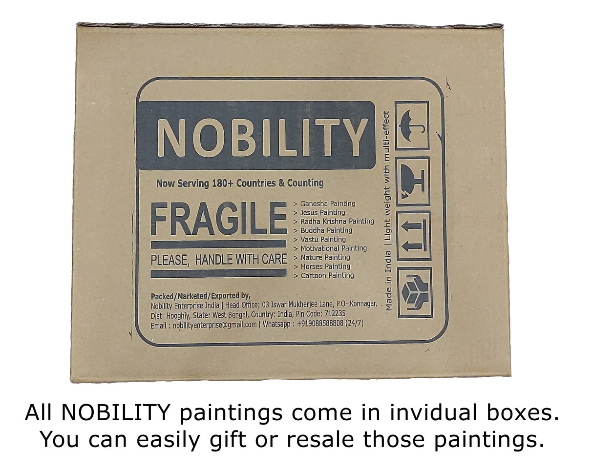 NOBILITY Ganesha Framed Painting Ganesh Wall Art Decor Statue Idol for Home Decoration Living Room Office Wedding Return Diwali Gift Items for Friends