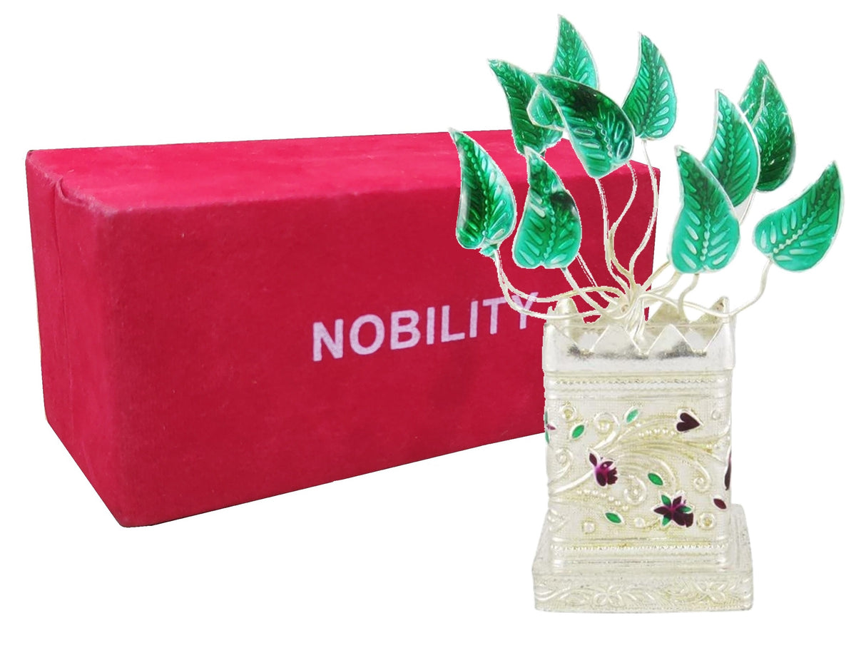 NOBILITY Tulsi holy Basil Silver Plated Pooja Items for Home Gift for Wedding Return Gift and Puja Thali Housewarming Pooja Items